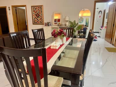 Elegant dinning table with 6 chairs mat and decorations not included