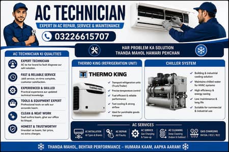 AC technician electrician chiller and Thermo king works