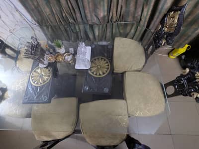 Luxury 6-Chair Glass Top Dining Table Set - Excellent Condition