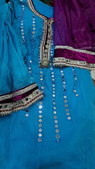 Desi wedding dress, blue dress, gharara