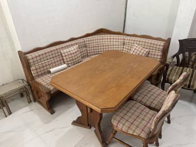German Made 6-Seater Dinning Table Set with Corner Sofa - Expendable