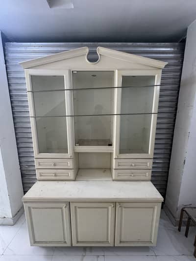 Classic Wooden Showcase / Crockery Cabinet - Elegant Display Unit