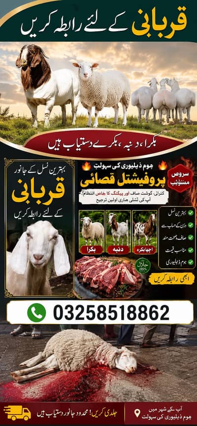 Butcher service Available Kasai Available Eid ki qurbani k liye