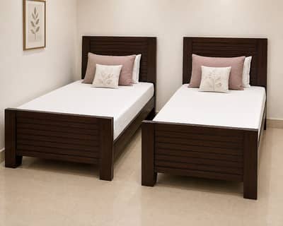 2 Single Beds for Sale – Solid Wooden Beds – Good Condition – Without