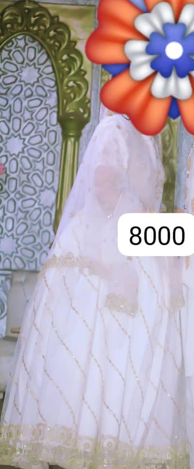 nikah dress, party wear dress, White mexi with golden tilla