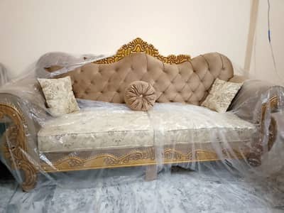 Brand New Crown Style 7 Seater Sofa Set | Velvet Fabric | Unused