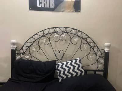 Pure iron bed with 2 side tables