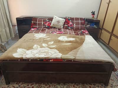 Queen Size Bed with Mattress & Side Tables | Negotiable