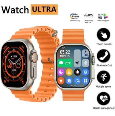 T10 Ultra 2 smart watch orange silicone Bluetooth 5 Fitness tracker.