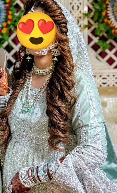Premium Designer Bridal/Walima Maxi – Mint Green & Silver