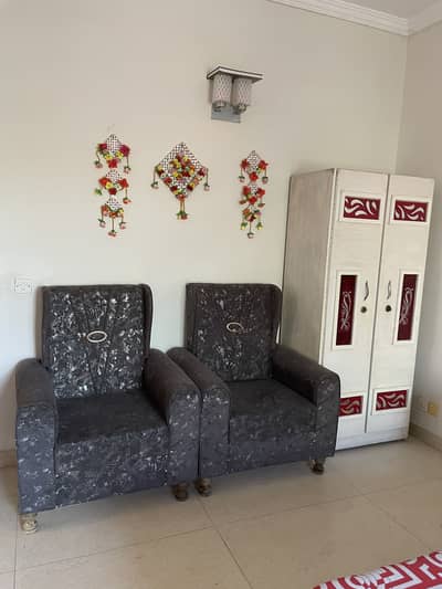 Bed set with 2 sofa wardrobe and small dressing