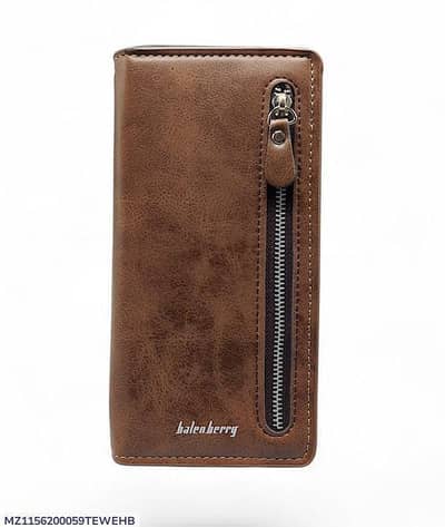 Unisex Leather Wallet Brown Zipper