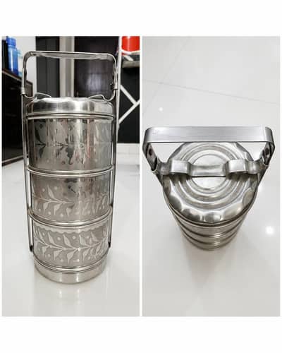 Stainless Steel 3-Layer Tiffin Box / Lunch Carrier