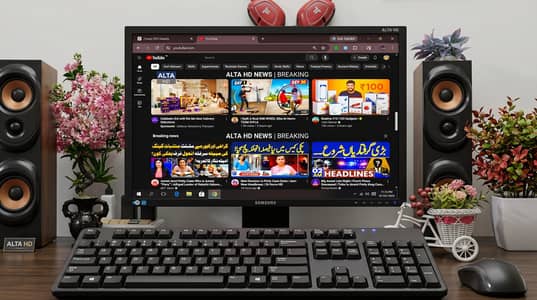 Gaming Style full Desktop PC Setup with 24” Samsung Monitor