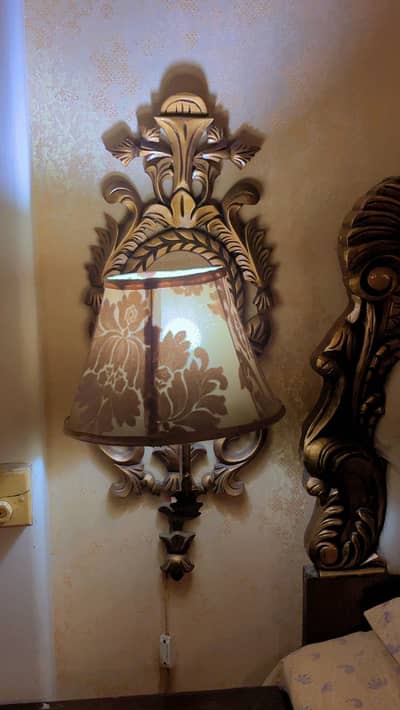 Beautiful wooden plus wrought iron pair of lamps