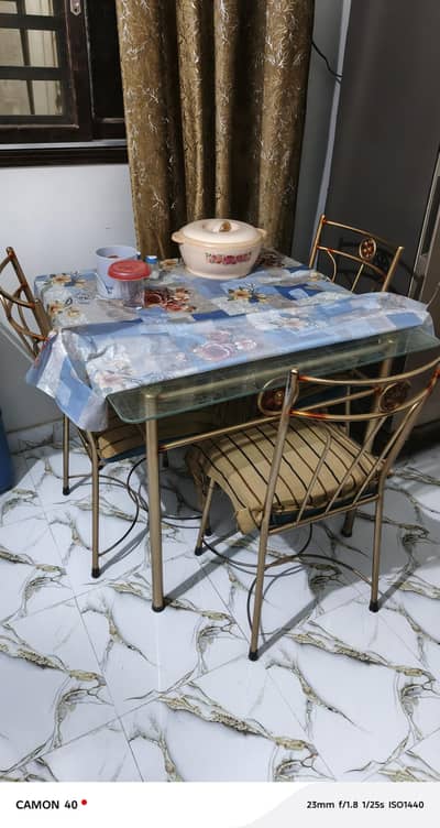 Dining Table with 4 Chairs - Golden