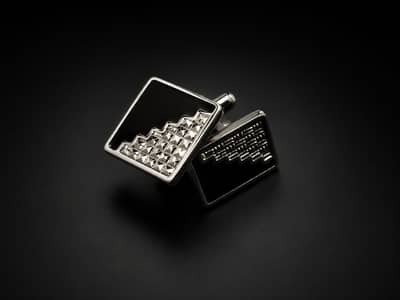 Premium Black & Silver Designer Cufflinks