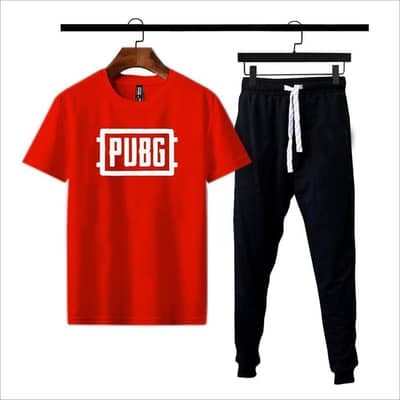 PUBG print Red T-shirt & black joggers set