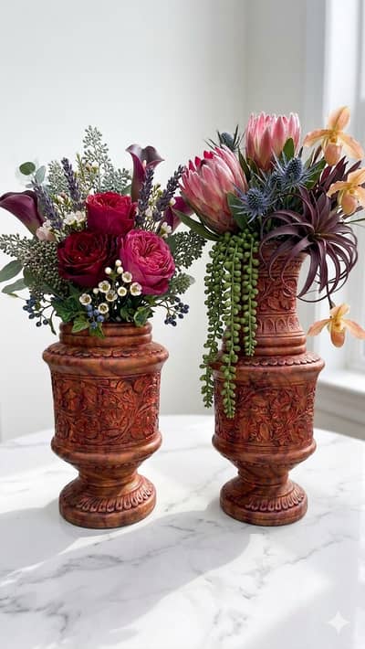 Handmade Stylish Design Wooden Vase 2 Piece