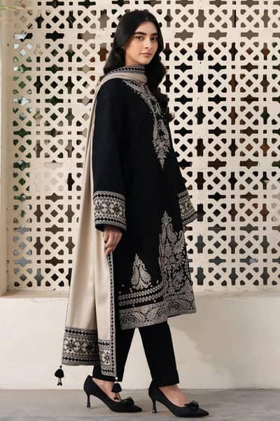 Embroidered black  Lawn suit  