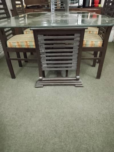 Glass Top Dining Table with 6 Chairs