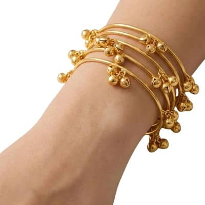 Brass Gold kashmiri ghunghroo bangels sets of 4 PCs traditional oxidiz