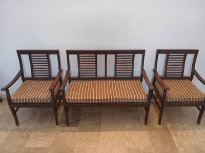 Pure Wooden Sofa Set | 4 seater set | 1 two seater and 2 single sofas
