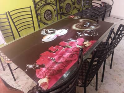 table with 6 chairs all ok ha koi masla nahi ha