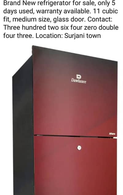 New Dawlance Refrigerator - Avante Glass Door