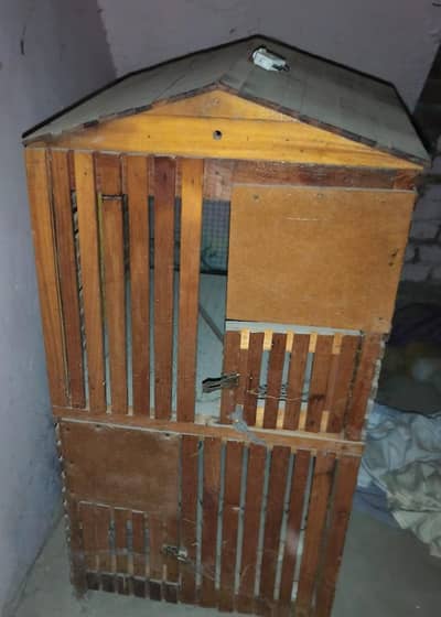 Parrot cage double door dual portion fully made of wood