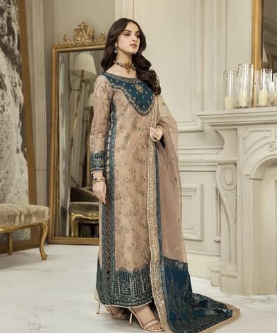 Nainsukh embroidered formal chiffon dress
