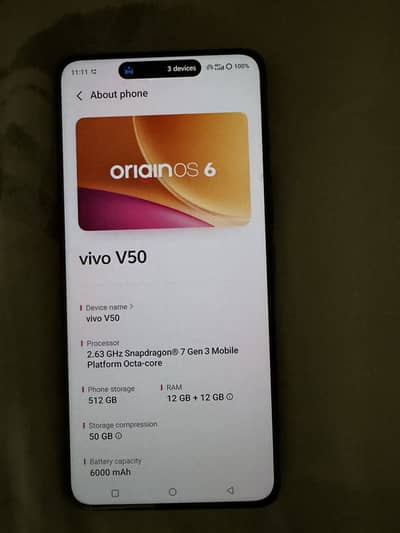 Vivo v50 ( 12GB RAM aor 512 memory