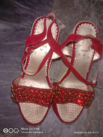 “Bridal Red Wedge Heels – One Time Used”