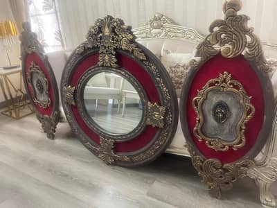 antique hand painted mirror and frames