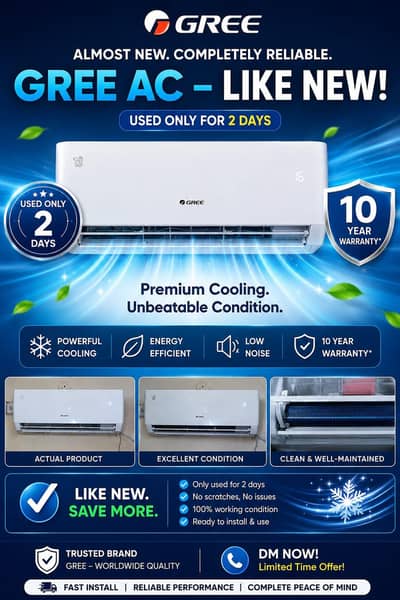 Gree T3 Inverter AC 1 Ton — Only 2 Days Used | Like New Condition
