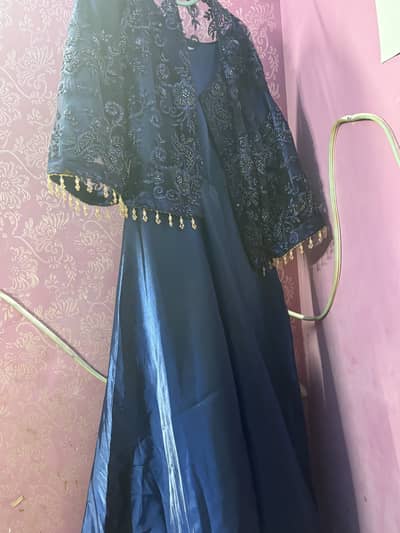 silk long frock with embroided koti
