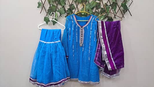 Desi wedding dress, blue dress, gharara
