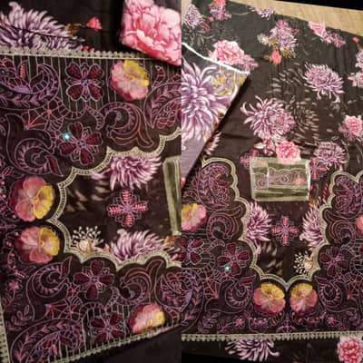 luxury unstitched 3 piece suit elegant floral print with embroidery pa