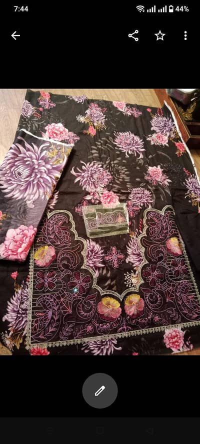 luxury unstitched 3 piece suit elegant floral print with embroidery pa