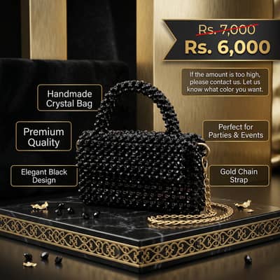 Premium Quality Handmade Crystal Bag - Elegant Design Rs 6000 Only