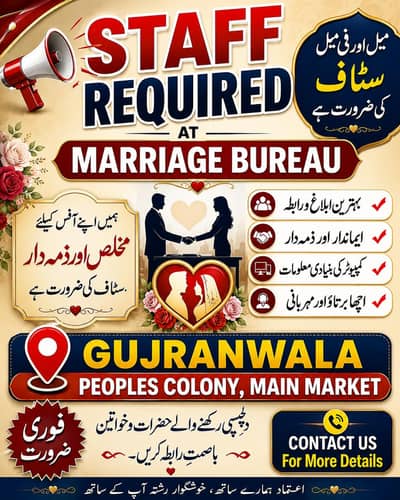 staff Required for Marriage bureau.