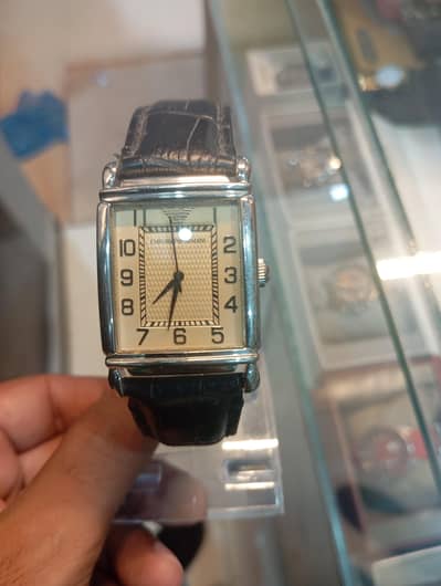 Emporio Armani Tank Watch, Silver Dial, Two Colours