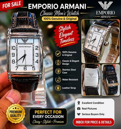 Emporio Armani Tank Watch,Two Colours available