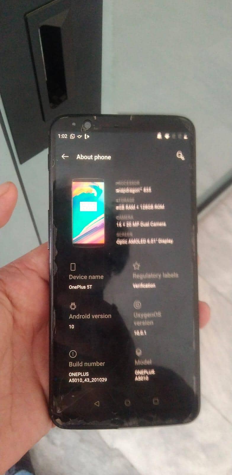 One Plus 5T 8GB/128 with Oxygen OS 10.0. 1 3