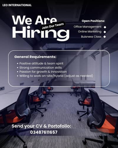 HIRING MALE AND FEMALE STAFF FOR OFFICE WORK AND ONLINE MARKETING