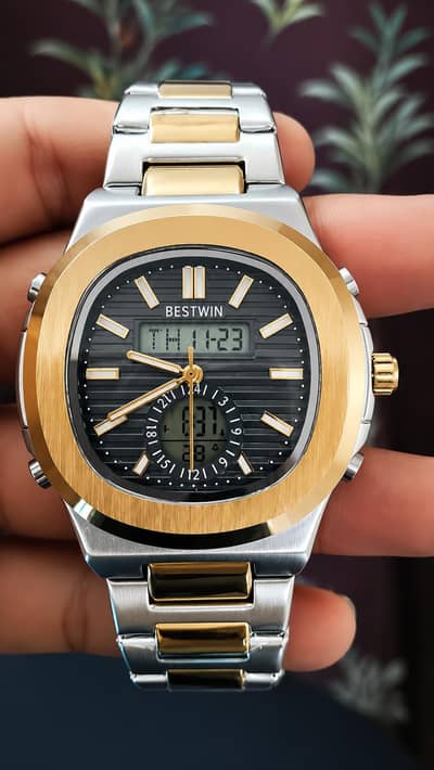 Bestwin watch,Stainless steel,Dual time