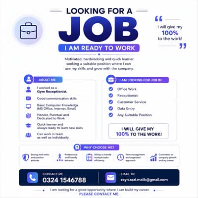 Job Required – Receptionist / Office / Customer Service / Etc
