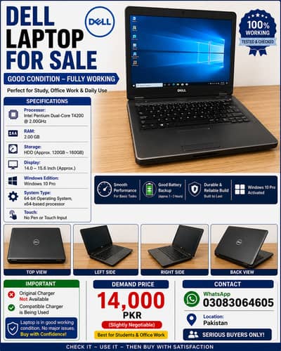 Urgent Sale – Dell Laptop Fully Working 
