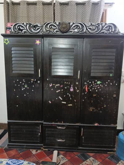 wood wardrobe full size 3 portions