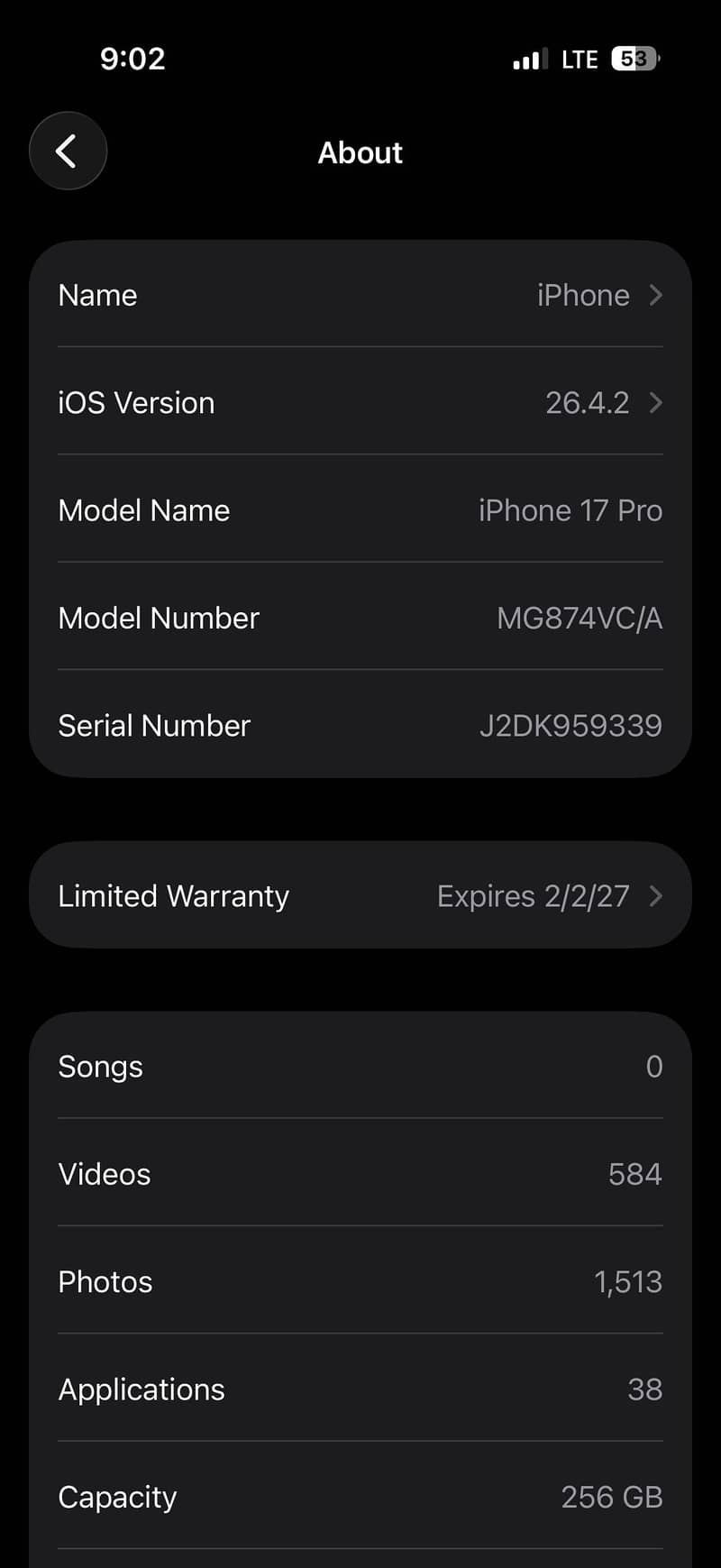 iPhone 17 Pro 256GB LLA – Non PTA – 100% Battery – Dual eSIM 7